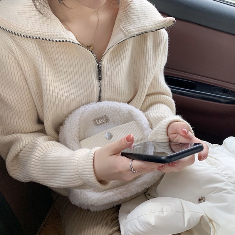 Áo Khoác Cardigan Dệt Kim Cổ Cao Dáng Rộng Màu Sắc Đơn Giản Thời Trang Thu Đông Cho Nữ