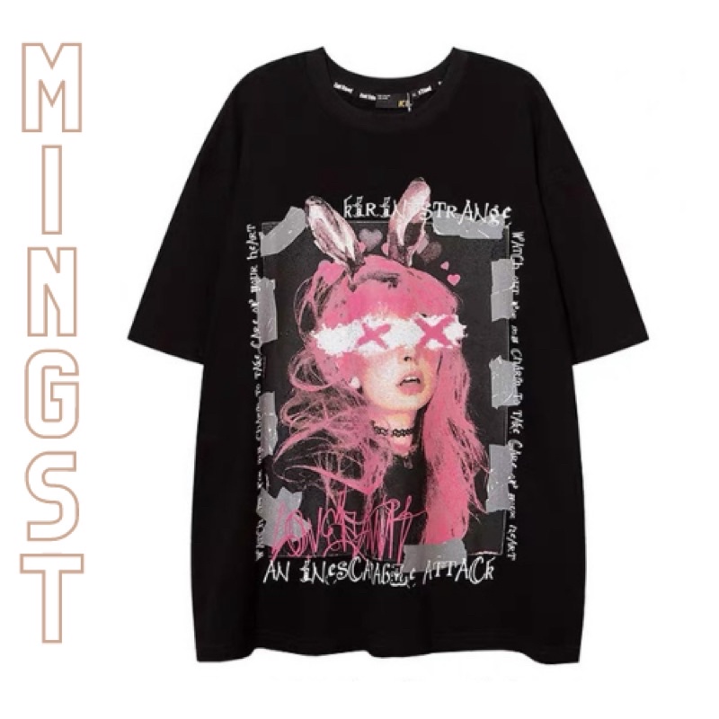 Áo thun tay lỡ cotton 2 chiều dáng unisex form rộng mã ATRABBIT