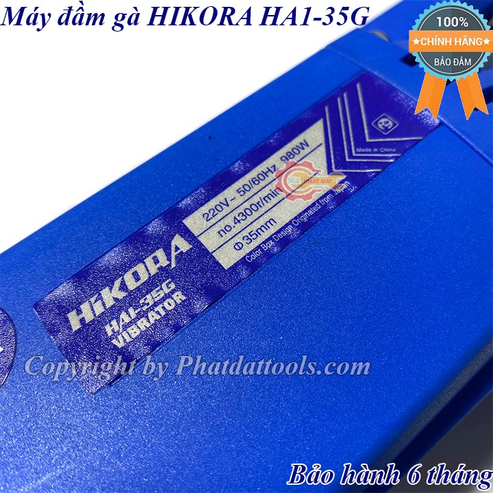 Máy đầm dùi betong cầm tay HIKORA HA1-35G-Máy đầm gà cầm tay-Chính hãng-Gồm dây 120cm