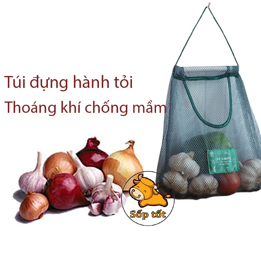 Túi lưới đựng hành tỏi không sợ bị hỏng và lên mầm tiện ích bếp GD93