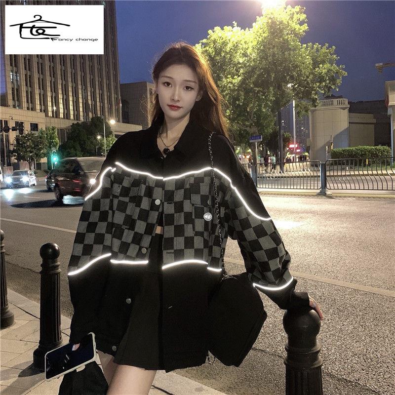 Áo Khoác Denim Dáng Rộng Plus Size Thời Trang Xuân Thu Cho Nữ