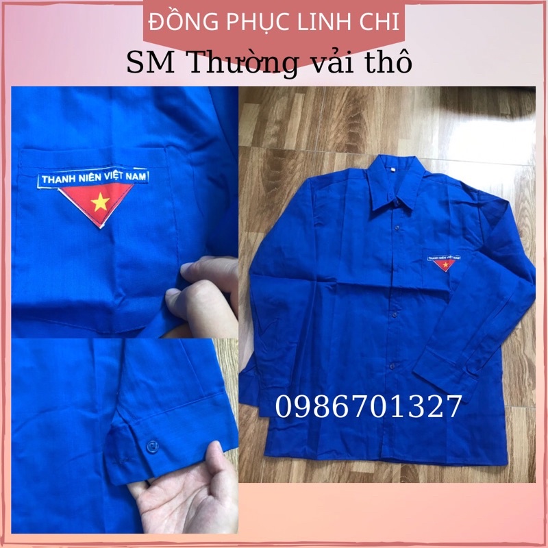 [Mã TOPS06 giảm đến 10k đơn 99k] Áo Sơ Mi Đoàn Thanh Niên Dài Tay Vải Thô Mỏng 1 Túi Giá Rẻ