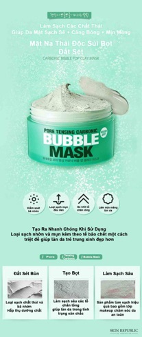 MẶT NẠ THẢI ĐỘC SỦI BỌT PORE TENSING CARBONIC BUBBLE MASK