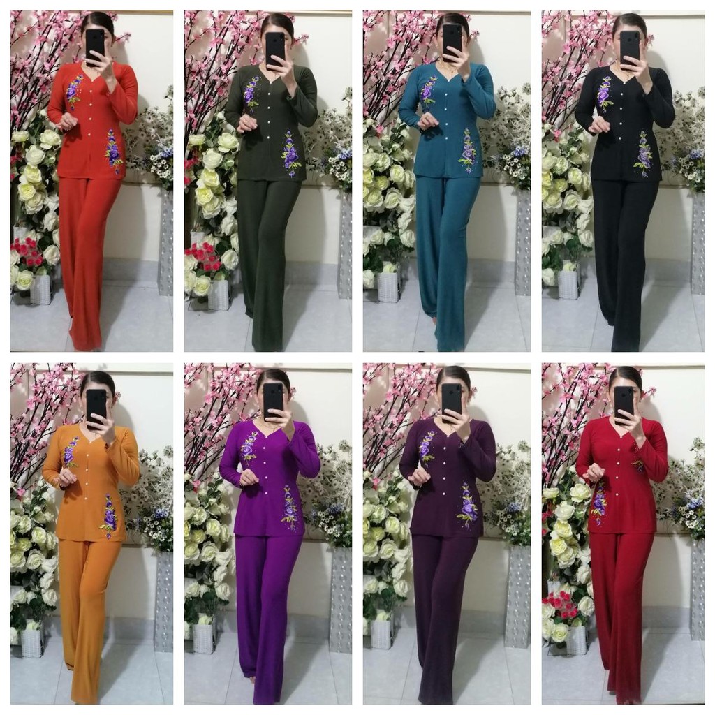 Bộ Bà Ba Màu Thêu Hoa Ống Rộng | BigBuy360 - bigbuy360.vn