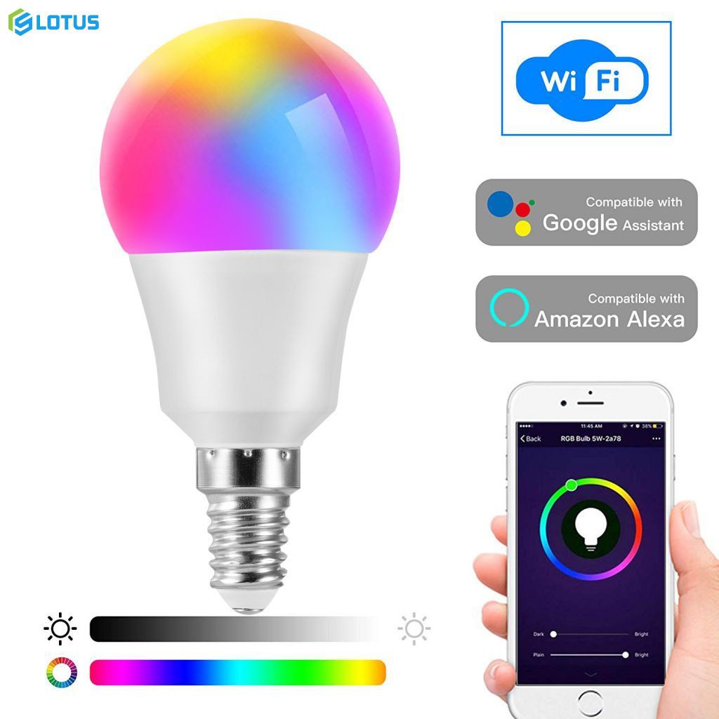 【ready】 VV6-S Cellphone WiFi Voice Control RGB Energy Saving Dimming LED Bulb Multicolor Smart Light Bulbs 6W E14 lotus1