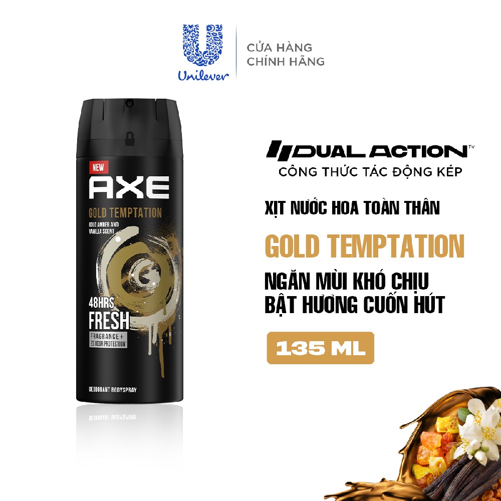 Xịt nước hoa toàn thân dành cho nam AXE Gold Temptation (135ml) | BigBuy360 - bigbuy360.vn