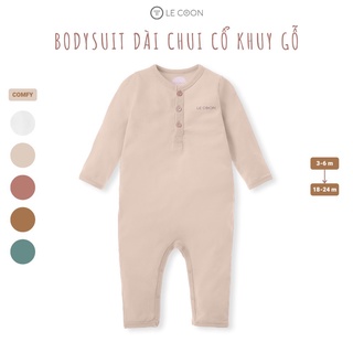 (LECOON) BODYSUIT DÀI CHUI CỔ KHUY GỖ CHO BÉ