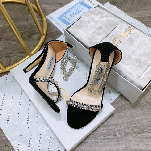 Sandal jc quai đá ngang gót nhọn spsl fullbox bill túi giấy