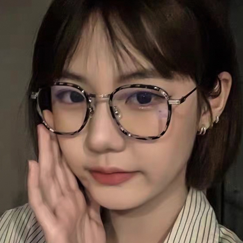 Mắt Kính Gọng Kim Loại Chống Bức Xạ Phong Cách Retro Hàn Quốc Cho Nam Nữ