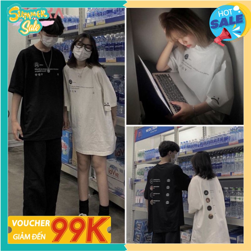 Áo thun nam nữ sad boiz sadtagram, Áo thun tay lỡ form rộng Sadboiz Sadtagram chất cotton co dãn thêu logo mặt mếu