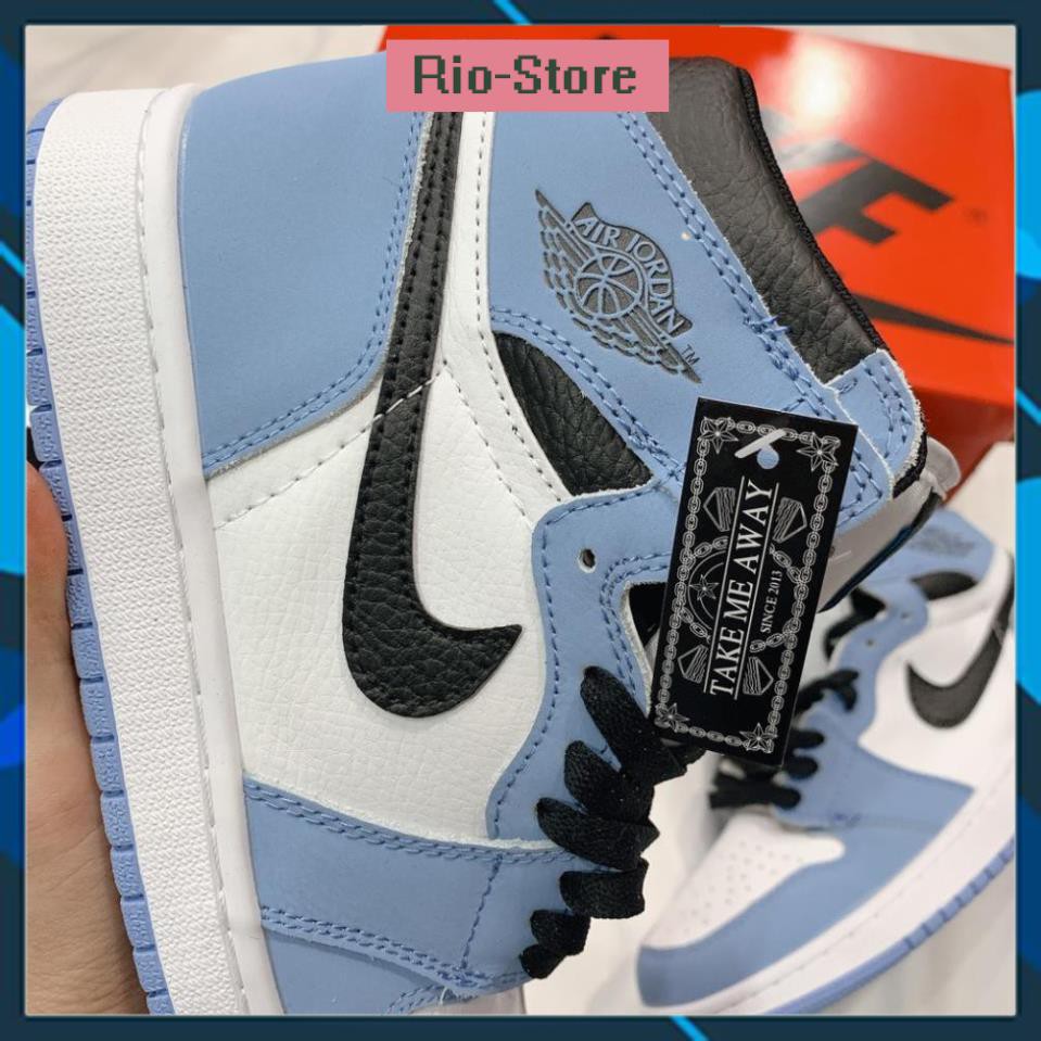 Giày Sneaker jodan 1 panda Cao Cổ 🌟FULL BOX BILL🌟 jd1 nam nữ Xanh Dương Nhạt..-Rio Store