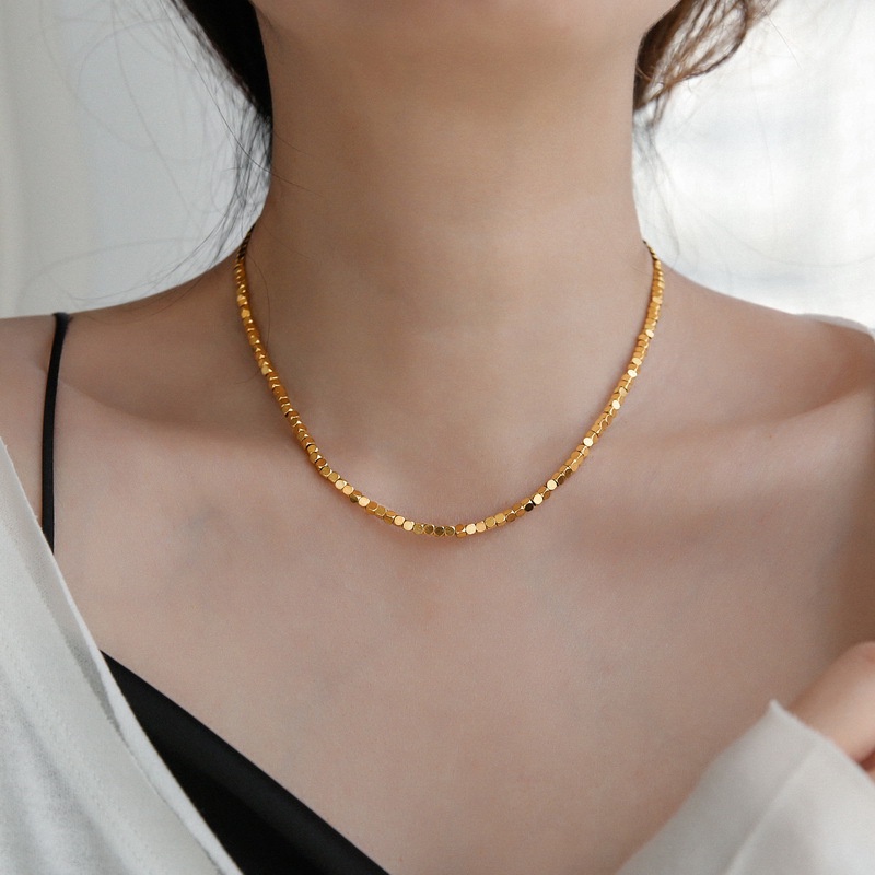 Dây Chuyền Hạt Thép Titan Hai Lớp Phong Cách Mới