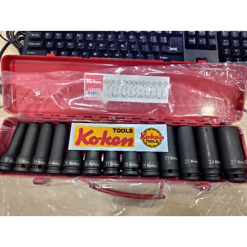 Đầu khẩu đen 1/2 Koken Nhật 14300M, Tuýp đen dùng cho máy vặn bulong - Made in Japan