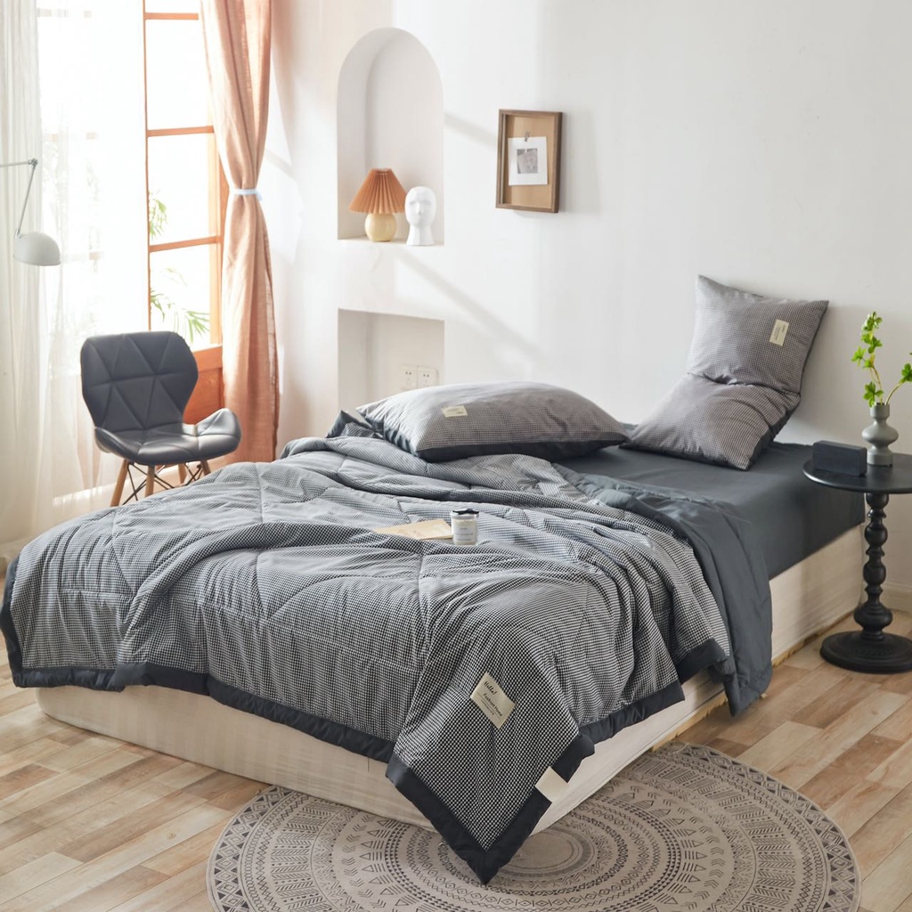 Bộ Chăn Ga Gối 4 Món Cotton Tici Chăn Trần Bông - Chăn Hè