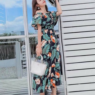 Váy hoa trễ vai