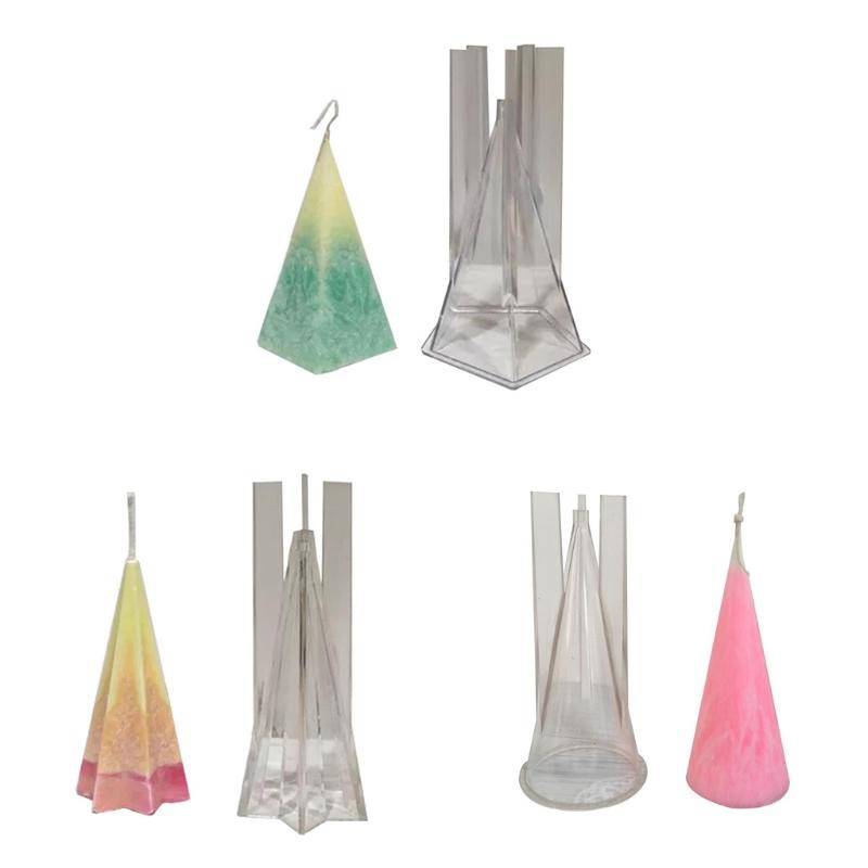 time* DIY Handmade Candle Mold Cone Clear Plastic Candle Making Model Reusable Mould dies for card making birthday