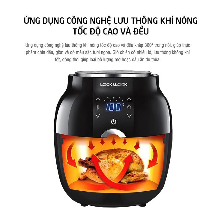 Nồi chiên không dầu Lock&amp;Lock Honey Jar EJF341BLK 3.5L