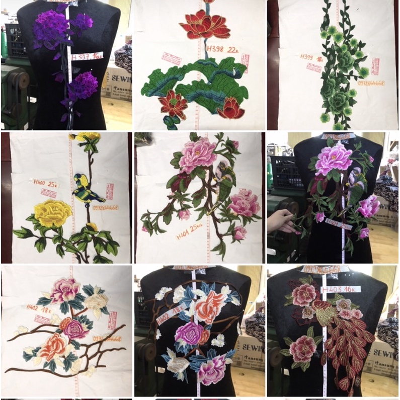 Hoa thêu lớn kết áo dài váy đầm