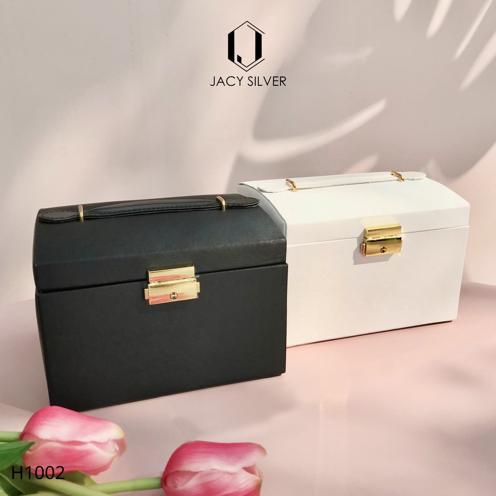 Hộp đựng trang sức 3 tầng kèm gương cao cấp, hộp đựng dây chuyền, vòng tay, nhẫn H1002