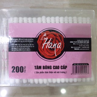 Tăm bông cao cấp hana lõi giấy 200 cây/bông ngoáy tai hana
