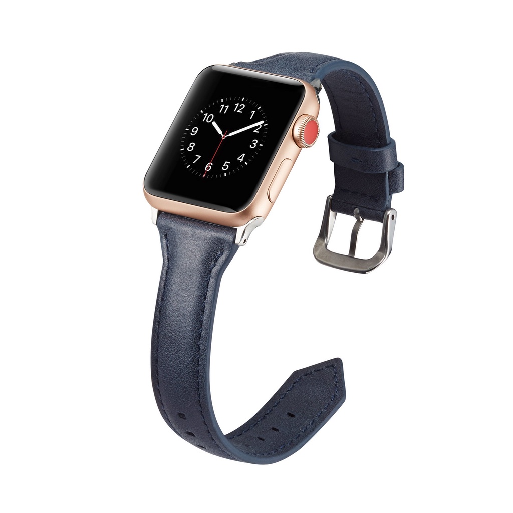 Dây đeo bằng da màu trơn cho đồng hồ thông minh Apple watch 6 Se