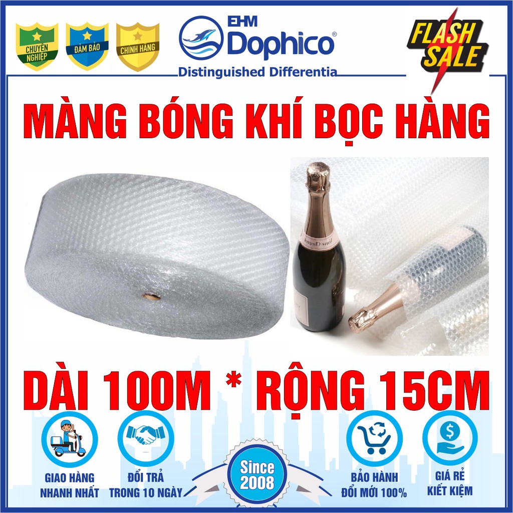 Cuộn 100m x 15cm – Màng bóng khí bọc hàng - Màng xốp nổ – Màng bong bóng khí – Xốp bóng khí – Xốp hơi bóp nổ