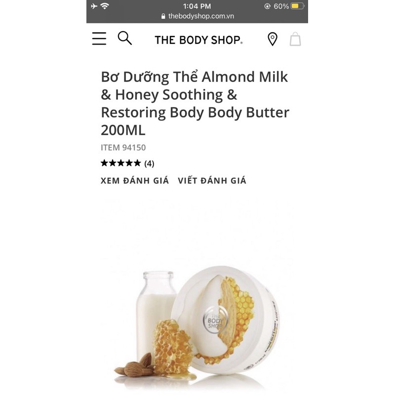 Bơ Dưỡng Thể Almond Milk & Honey Soothing & Restoring Body Body Butter 200ML