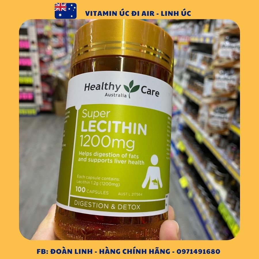 Mầm đậu nành Healthy Care Super Lecithin 1200mg, Hàng Chuẩn Úc, mầm đậu chăm sóc sắc đẹp