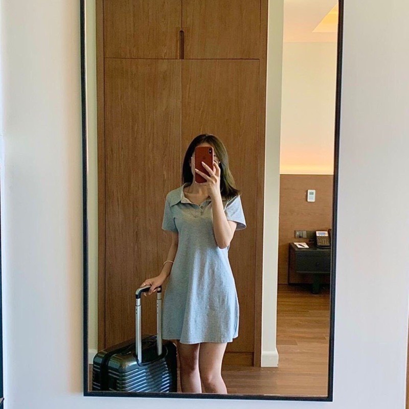 Váy Polo Cotton Trơn Dành Cho Nữ , Đầm Cổ Sơ Mi Dáng Ôm Body | BigBuy360 - bigbuy360.vn