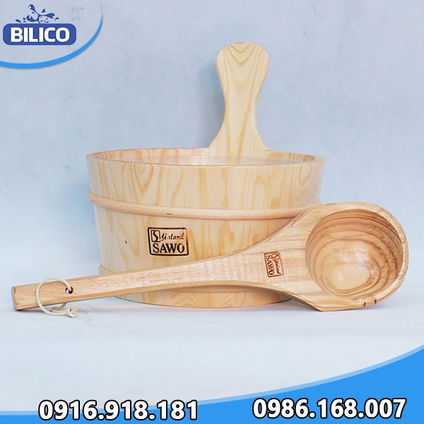 Xô muôi gáo gỗ phòng xông hơi khô