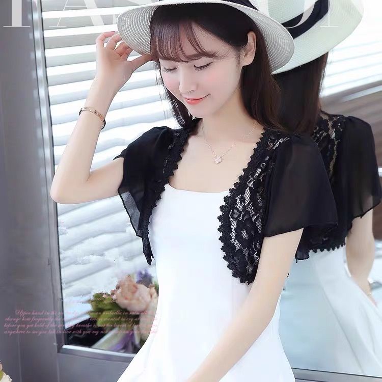 Kanavi Áo Khoác Ren Mỏng Màu Trơn Phong Cách Hàn Quốc Cho Nữ