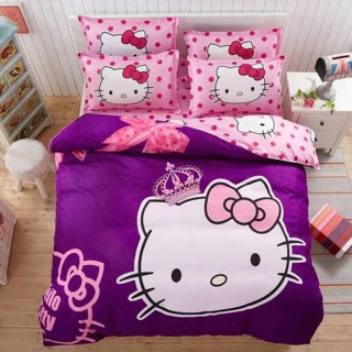 Set chăn ga gối cotton poly hình Kitty