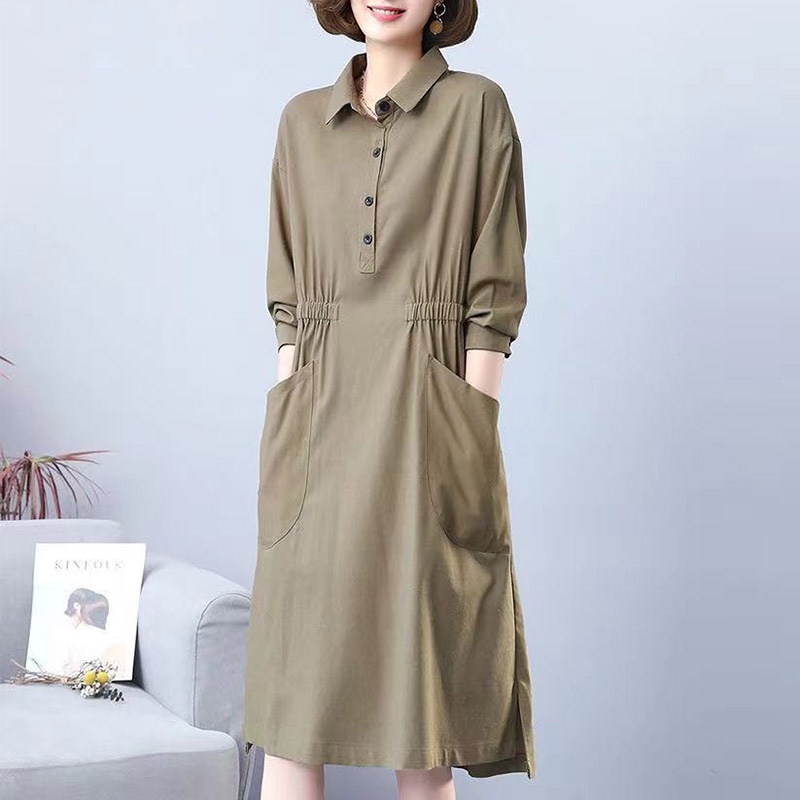 NRVP Đầm Dài Tay Dáng Rộng In Họa Tiết Xinh Xắn Theo Phong Cách Hàn Quốc Dành Cho Nữ