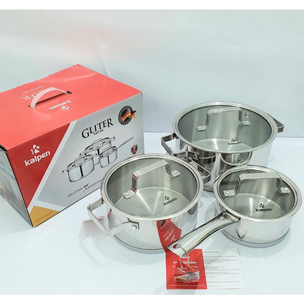 Bộ nồi inox 5 đáy Kalpen inox 304 siêu bền sáng bóng