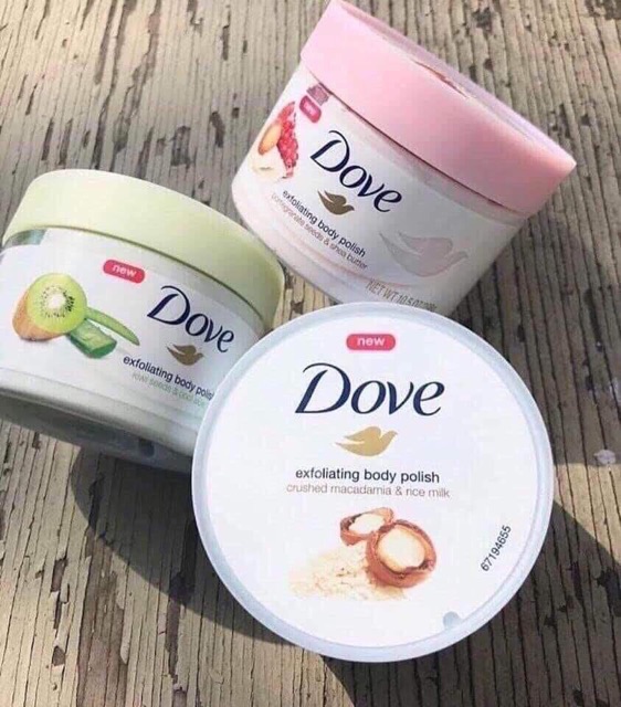 Tẩy tế bào chết cơ thể Dove Exfoliating Body Polish chống lão hoá, sạch lỗ chân lông - Hủ 298g PP bởi Shinjiru