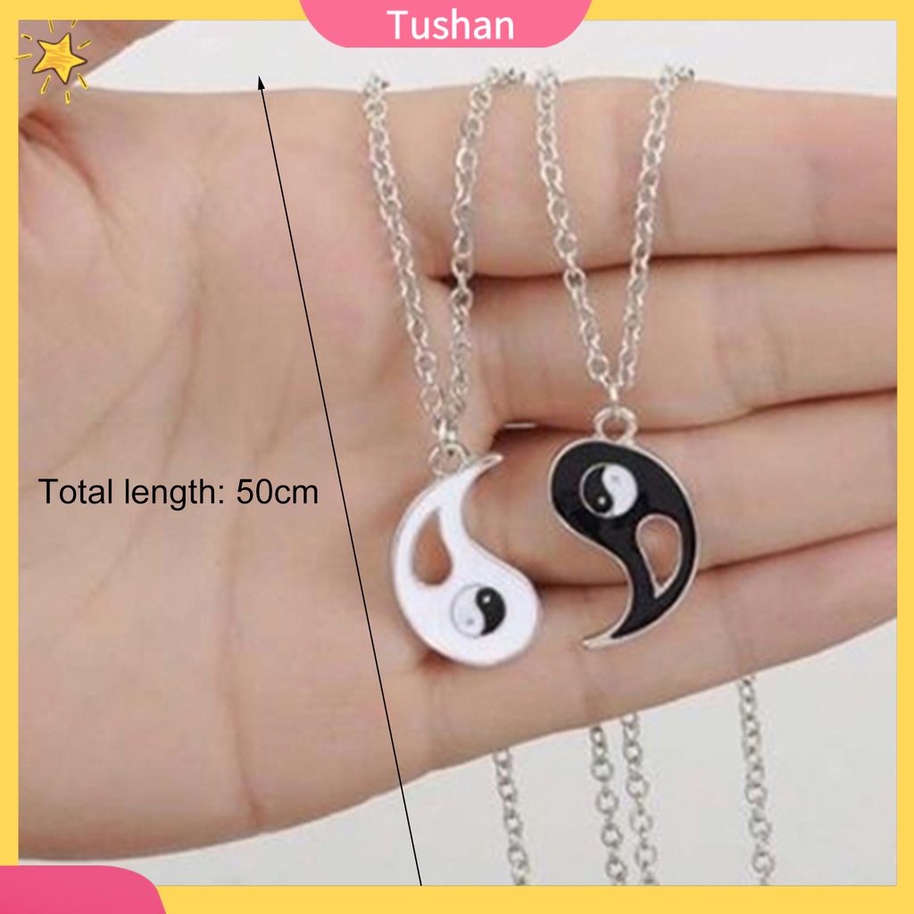 Bộ 2 Dây Chuyền Mặt Dây Một Nửa Hình Bát Quái Âm Dương Độc Đáo