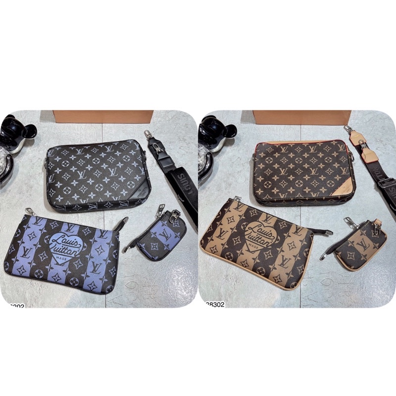 Túi Đeo Chéo Combo 3 túi LV Vàng, Xang Siêu Đẹp - Túi Đeo Nam Da Pu LV Cao Cấp