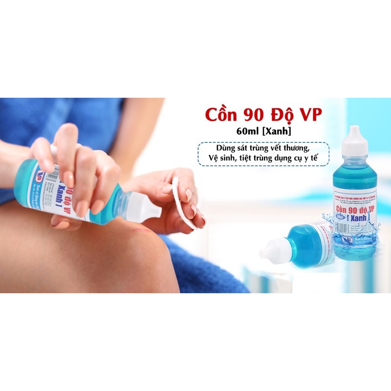 Cồn Sát Trùng 90 độ màu Xanh 60ml