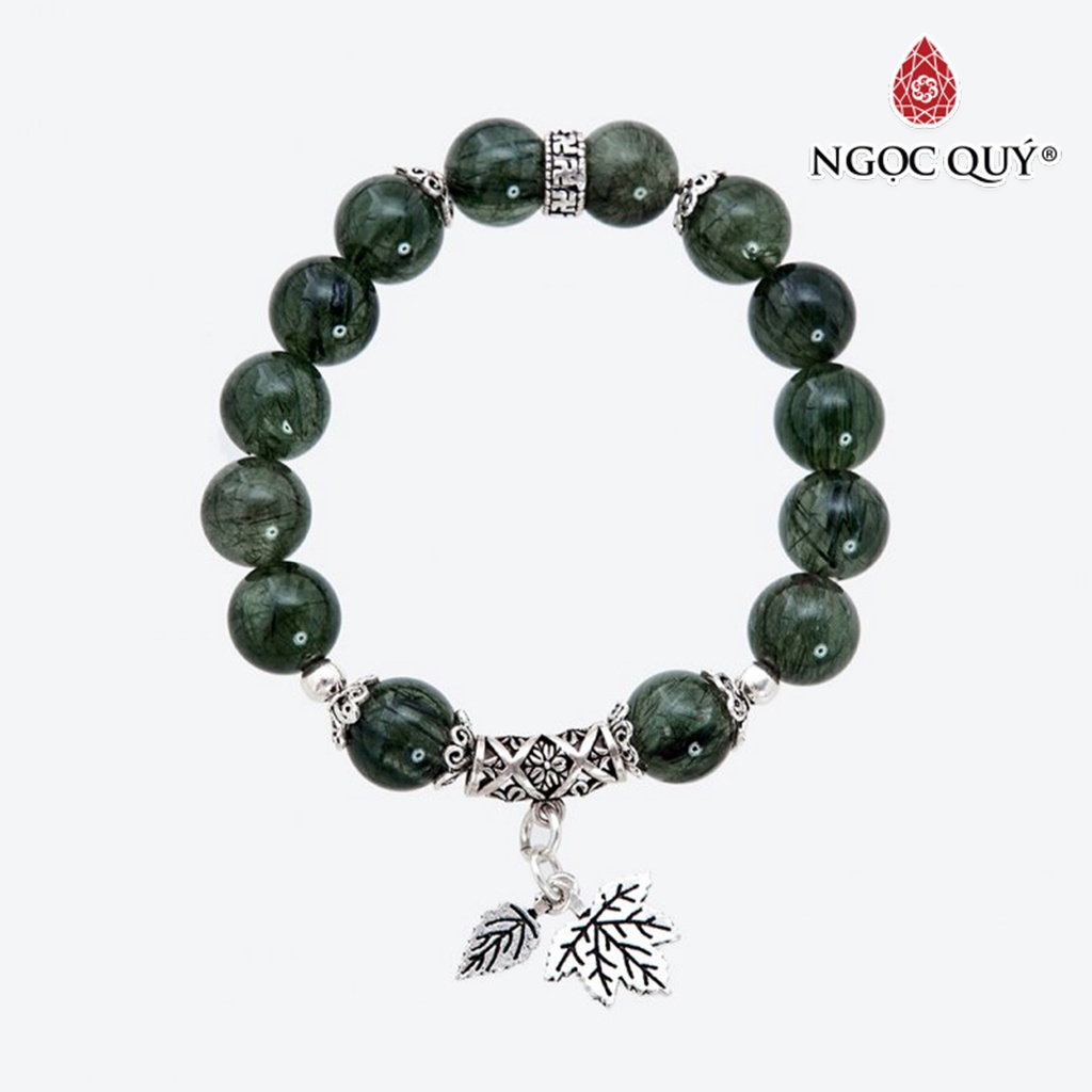 Vòng tay TA tóc xanh charm lá - Ngọc Quý