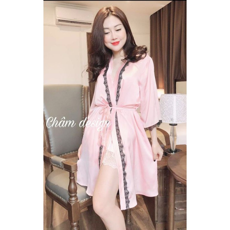 sét hồng kết hợp ren mi đen nhỏ , hàng thiết kế độc quyền
