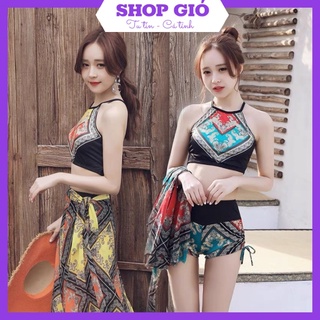 Bikini đồ bơi đi biển 2 mảnh kèm khăn dễ thương phong cách Hàn Quốc Shop Gió BKN01