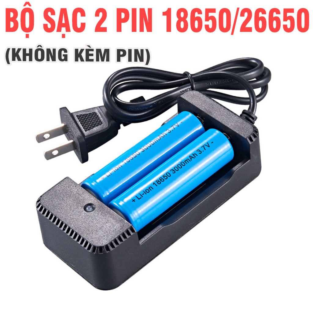 Sạc đa năng 2 pin 3.7v loại 26650,22650,18650 cao cấp có đèn báo sử dụng dây nguồn