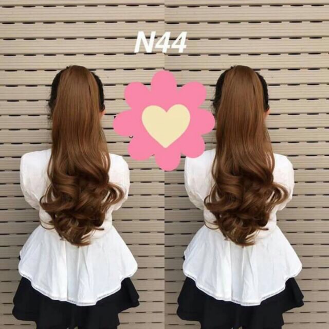 Tóc giả nữ đẹp ngoặm xoăn đuôi n44, 45cm, sơi tơ cao cấp