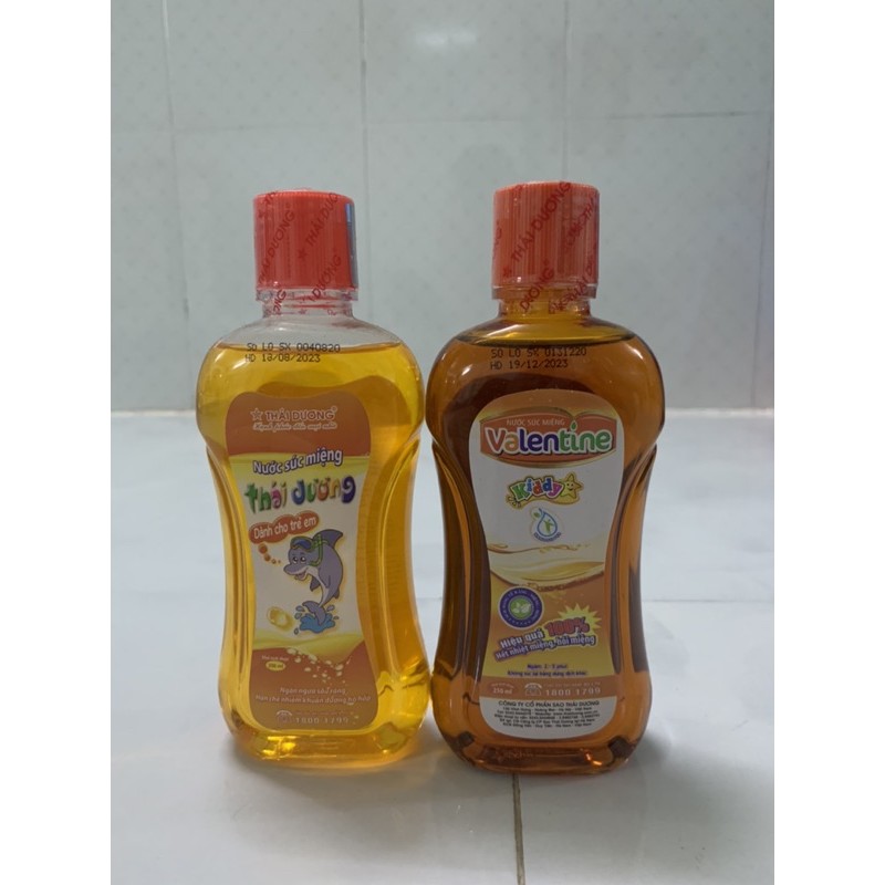 nước súc miệng valentine kiddy và nước súc miệng trẻ em ( sao thái dương) chai 250ml