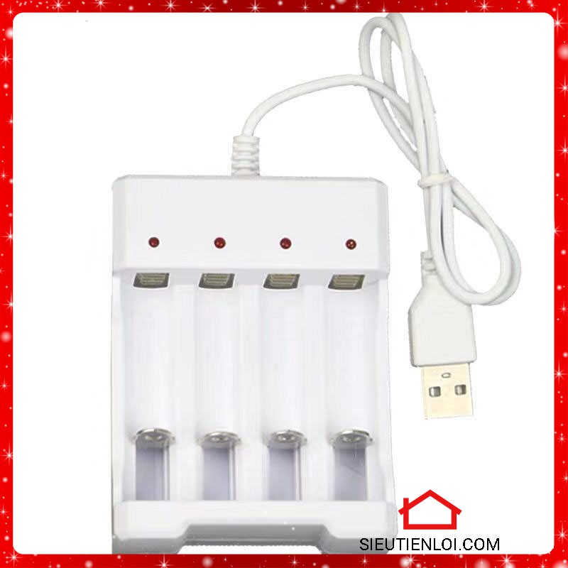 Máy Sạc Pin Tiểu AA,AAA Đa Năng 4 In 1 Xài Cổng USB