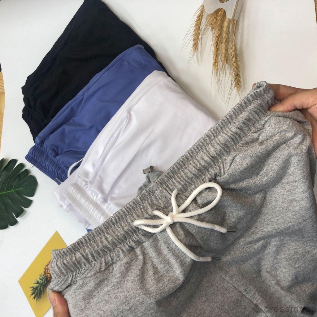 Quần dài ống rộng màu trơn có túi thiết kế rút dây thời trang năng động cá tính cho nữ