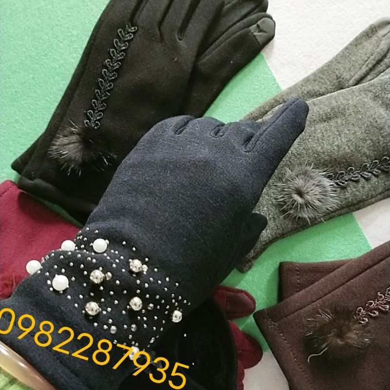 Găng tay nữ cảm ứng lót nỉ  siêu ấm mùa đông