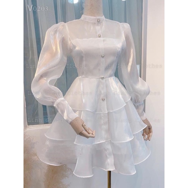 Váy trắng tiểu thư dài thu đông