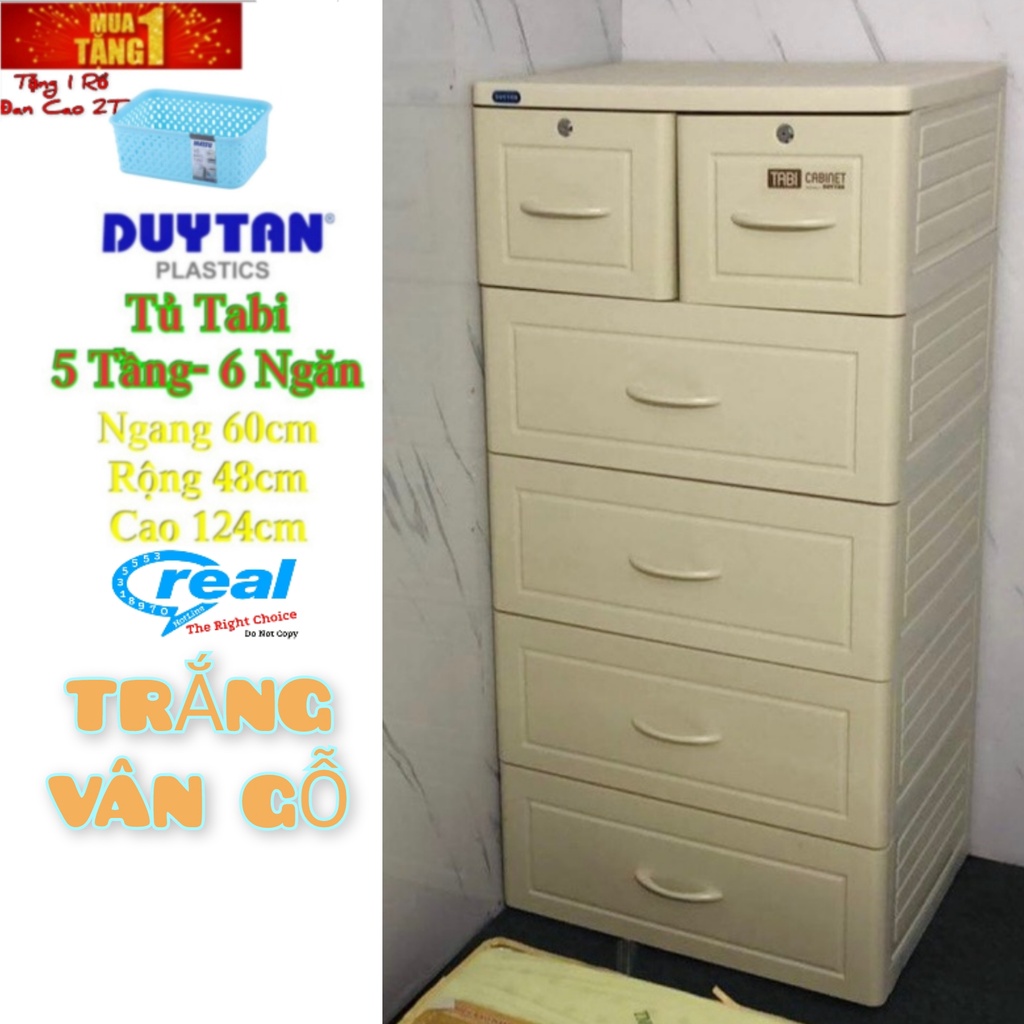 Tủ nhựa duy tân TABI Vân Gỗ Cao Cấp 5 Tầng-6 Ngăn