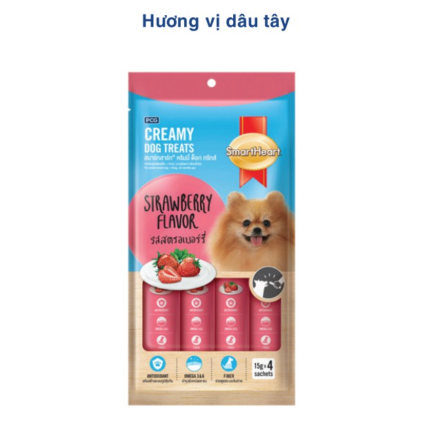 SmartHeart Creamy Dog Treats - Bánh Thưởng Dạng Kem ( 15g x 4 Thanh)